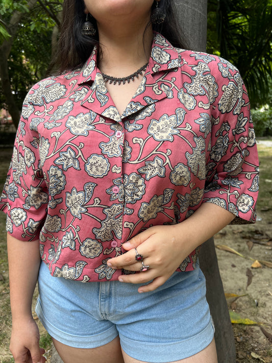 Gulabi Kalamkari Shirt