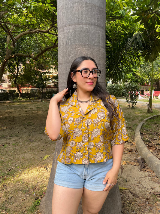 Yellow crop shirts