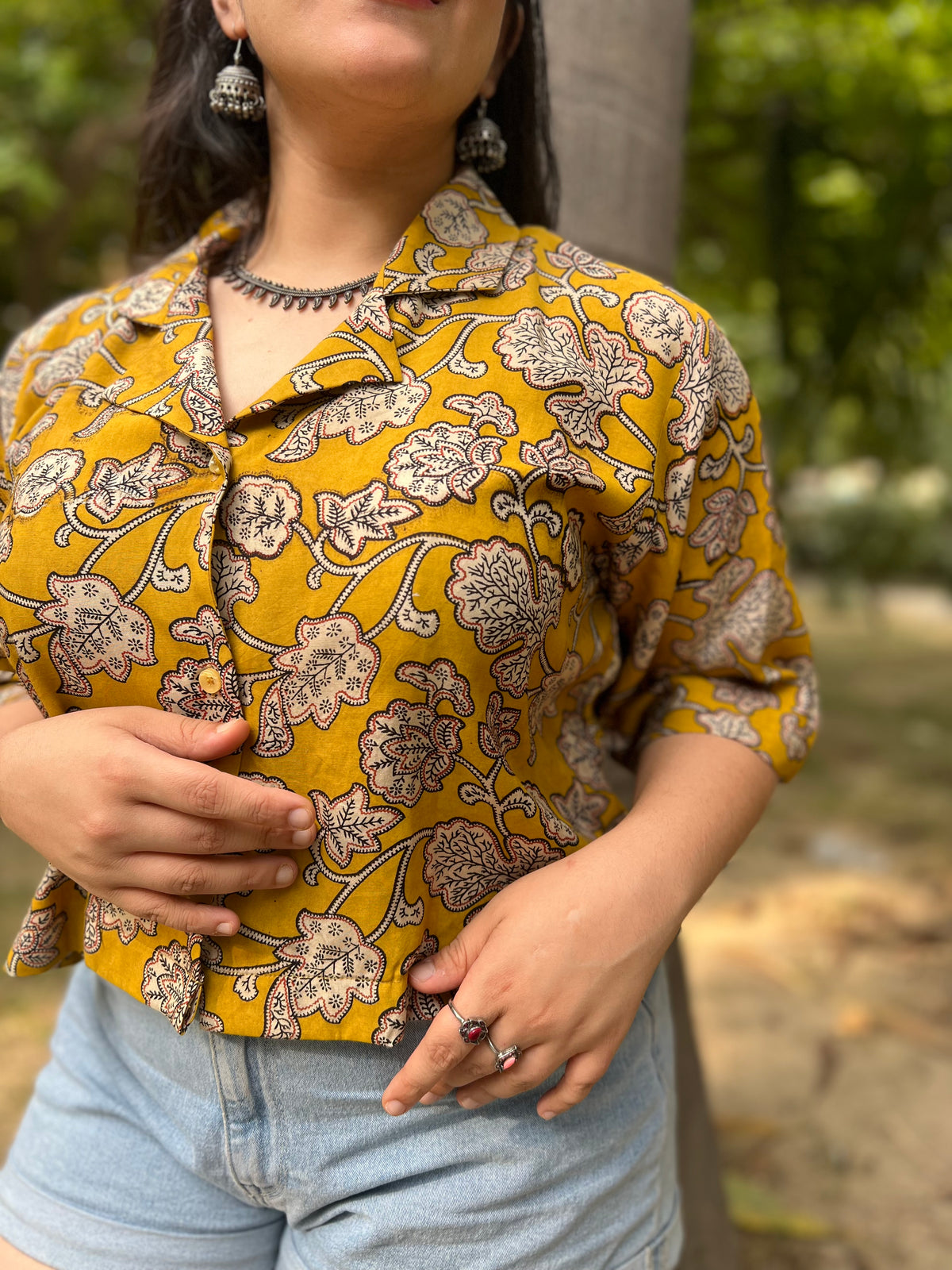 Yellow crop shirts