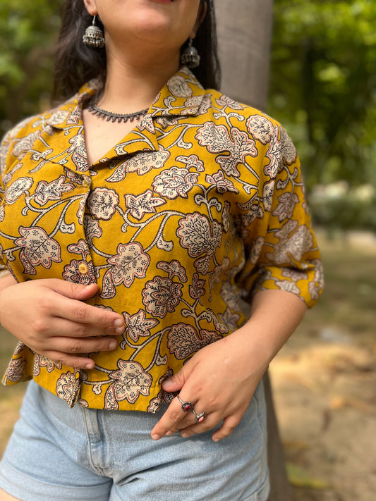 Yellow crop shirts